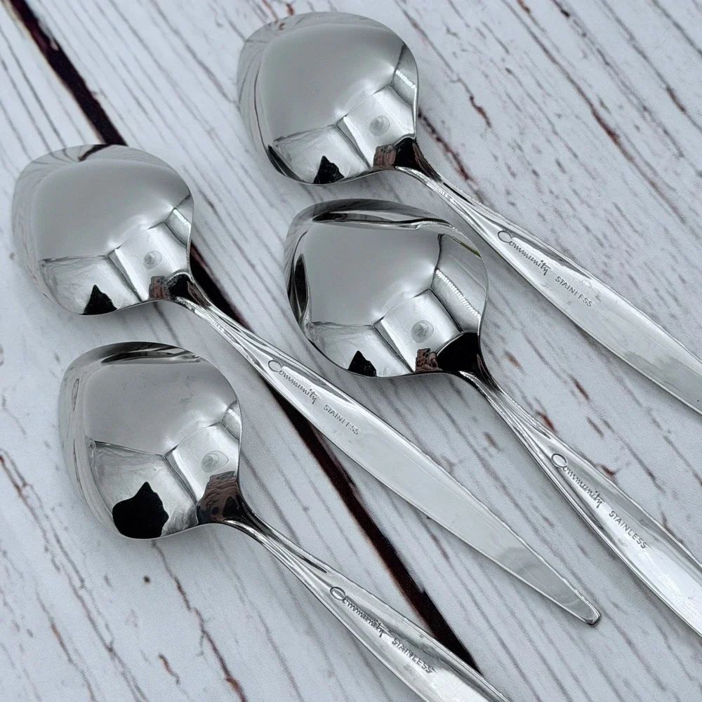 Oneida Community Venetia‎ Stainless Teaspoons Set of 4 Mid-Century Modern 7